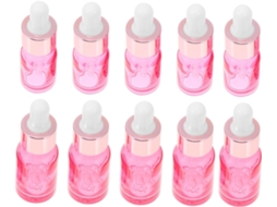 Conjunto De 10 Frascos Conta-gotas De Vidro, 5 Ml E 10 Ml, Rosa, Com Tampas De Borracha E Liga Metálica.