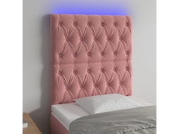 Vidaxl Cabeceira De Cama C/ Luzes Led Veludo 80x7x118/128 Cm Rosa