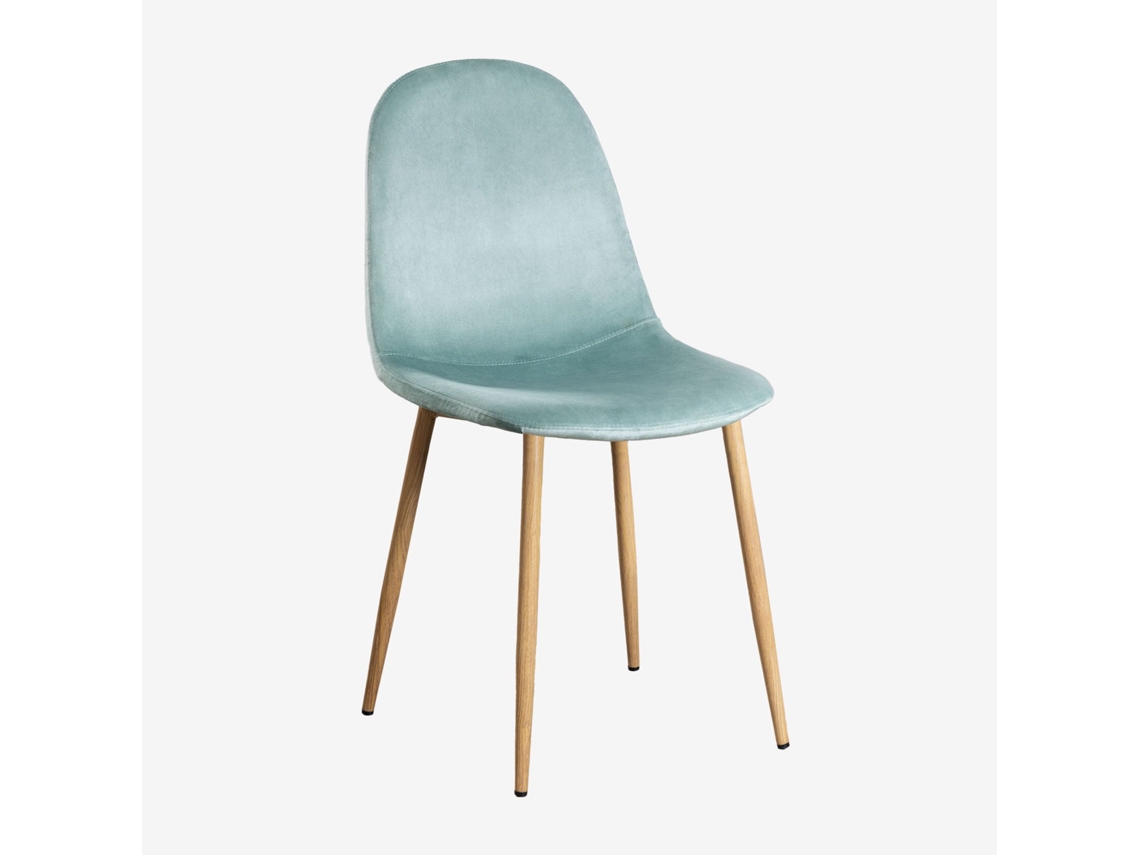 Sklum Pack De 4 Cadeiras De Jantar Glamm Poliéster     Madeira Natural                  Velluto Verde Abeto                               Veludo