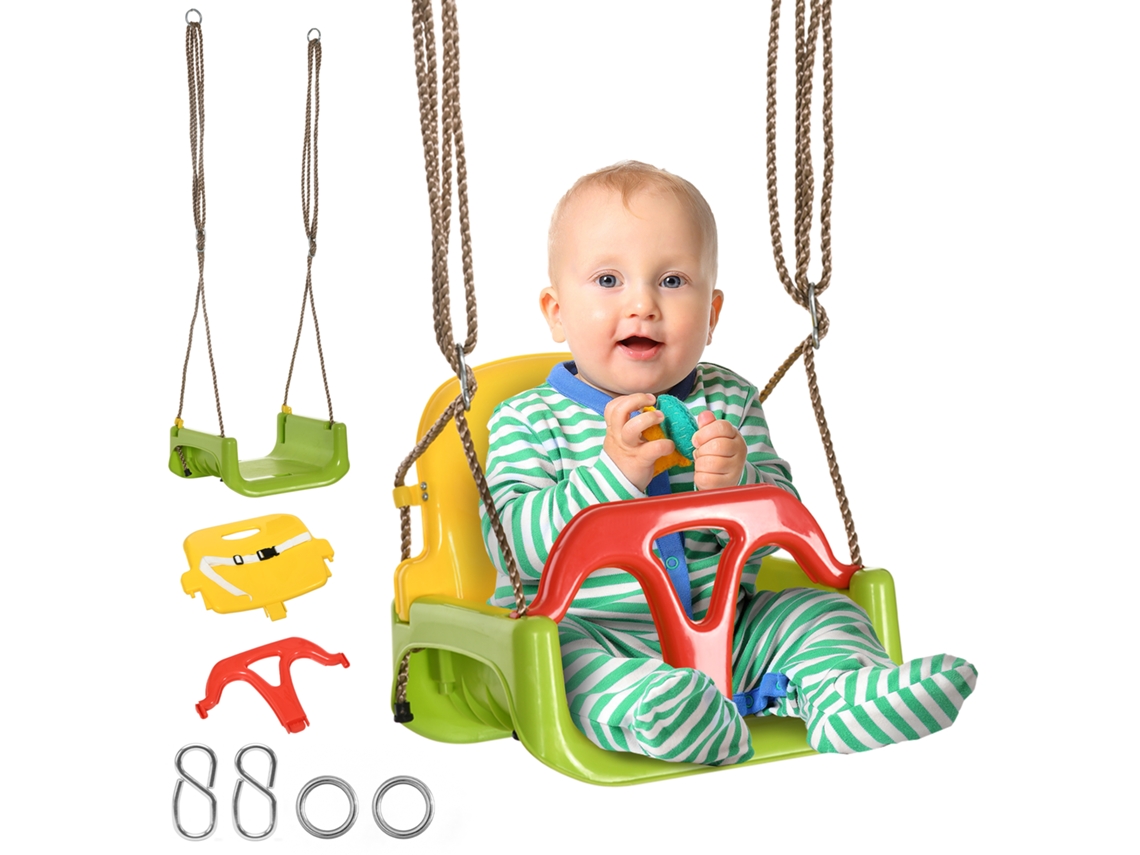 Cadeira de balanço 3 em 1 S/MARCA ajustável para bebês, com encosto e cinto, 9-36 meses, verde