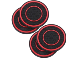Conjunto de 4 peças de tapetes de silicone antiderrapantes para porta-copos de carro