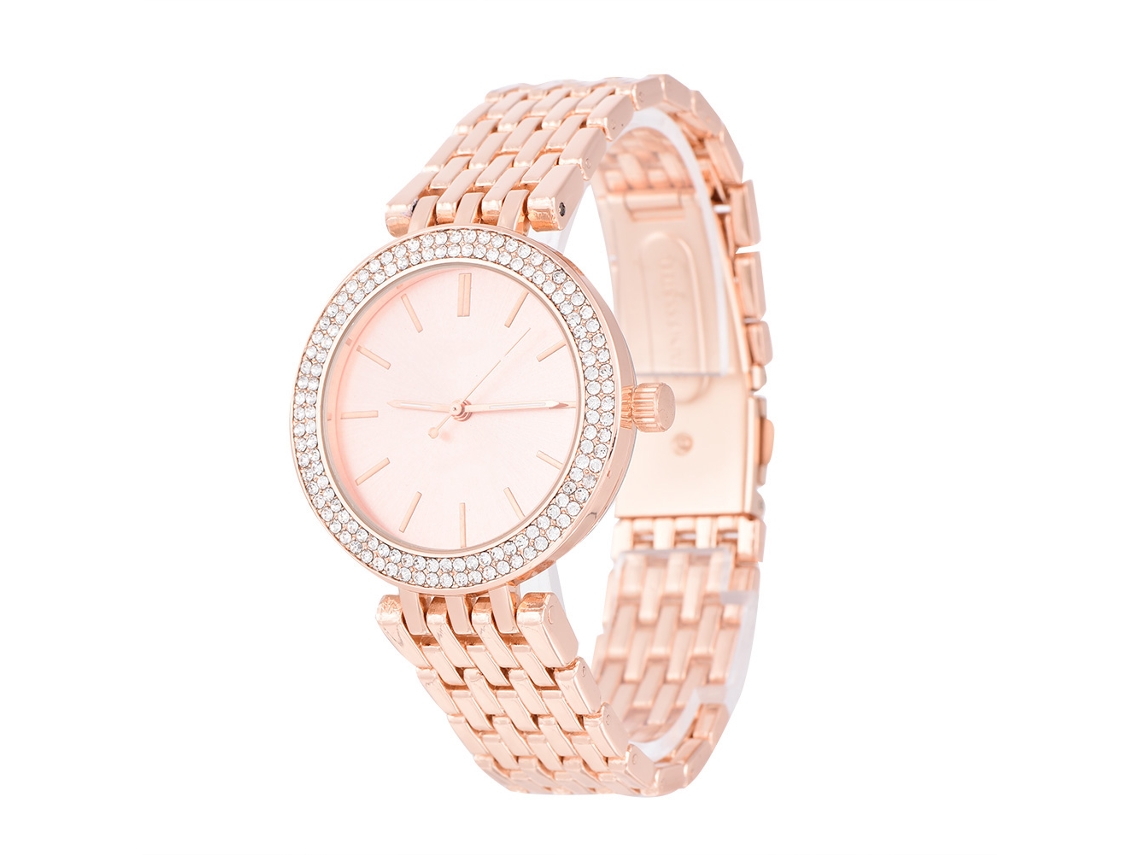 Relógio de Pulso Feminino Estilo Fashion Analógico de Quartzo com Pedras Acessório 2