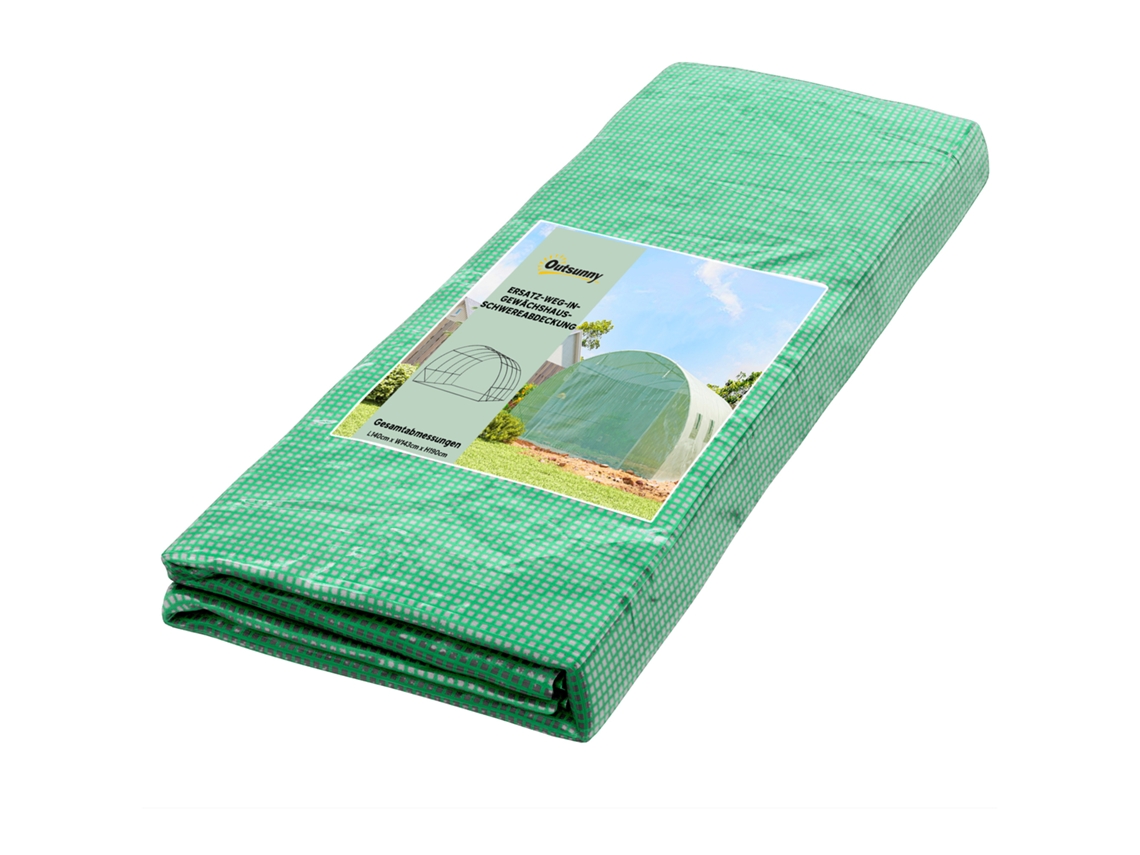 Cobertura De Estufa Substituta, Resistente Às Intempéries, 400 Cm X 300 Cm X 200 Cm, Transparente, Apenas Folha Verde