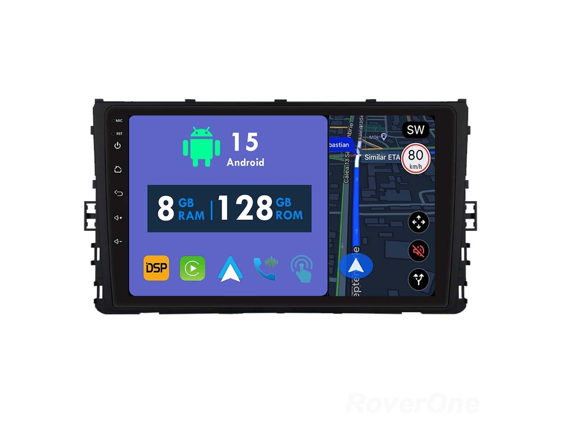 Auto Rádio Carro Bluetooth Autoradio 8GB RAM 128G ROM CarPlay Navegação GPS Ecrã Táctil RoverOne para Volkswagen VW MQB Polo Jetta MK7 2020-2022  