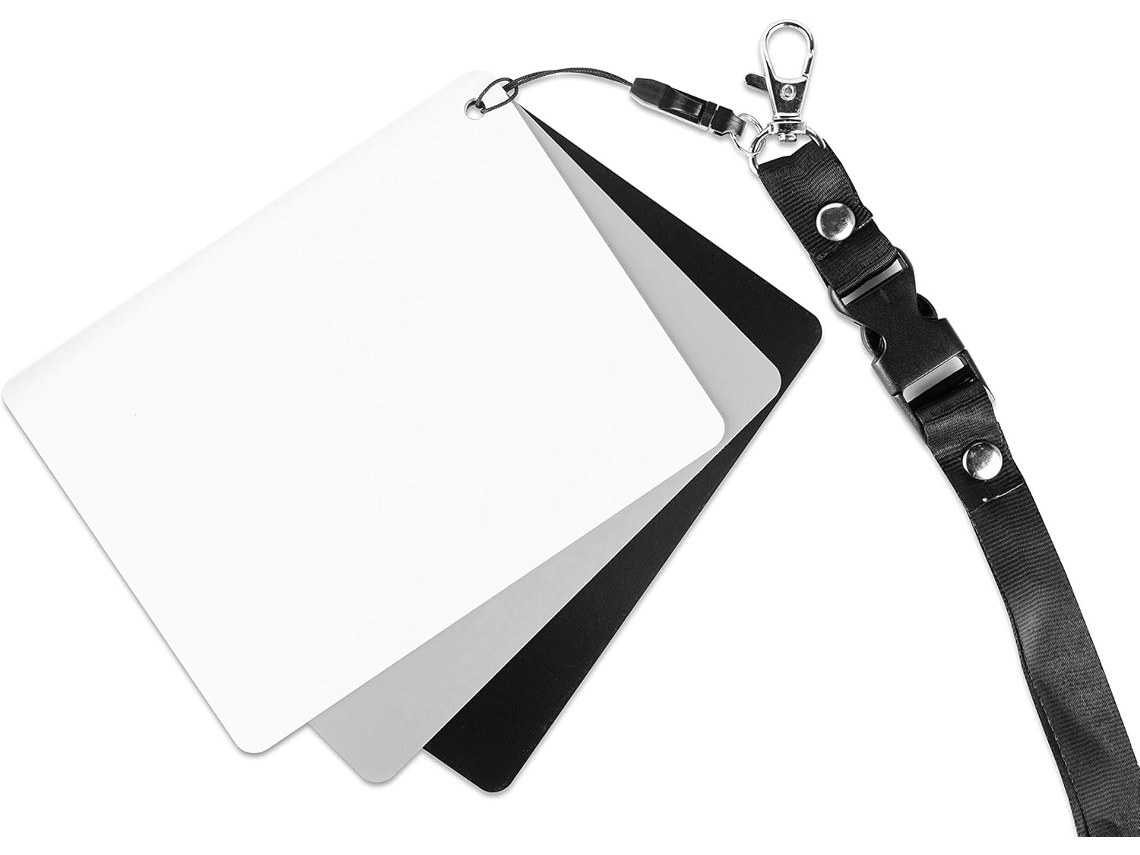 Cartão de medição ZYBLSSBB 13x10cm, cinza, preto, alça, exposição, balanço branco