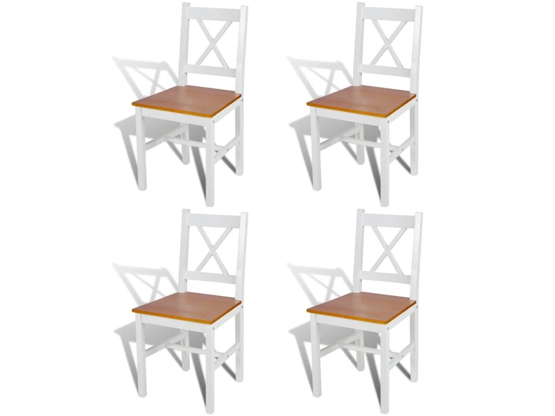 Vidaxl Cadeiras De Jantar 4 Pcs Madeira De Pinho Branco