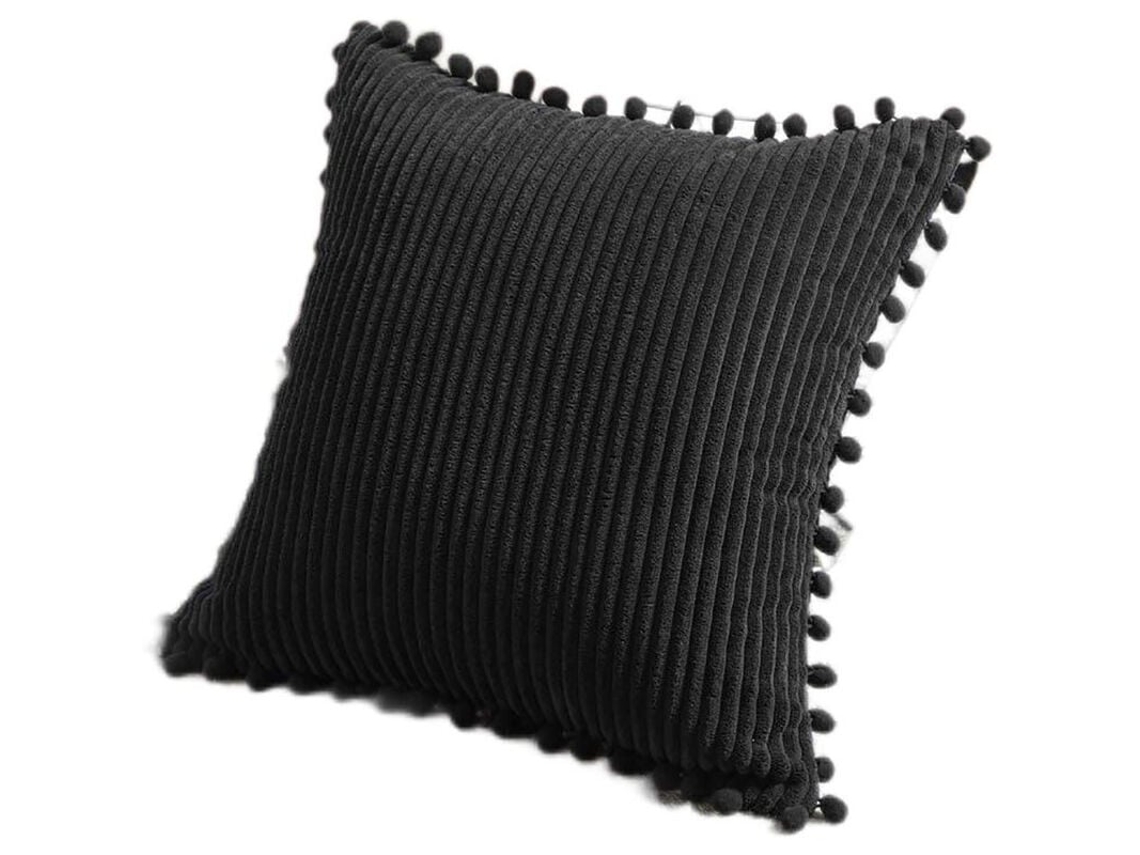 Pacote Com 2 Almofadas Decorativas Com Pompons, Capa De Almofada Retangular De Veludo Macio Para Sofá, Cama, Carro, Sala De Estar