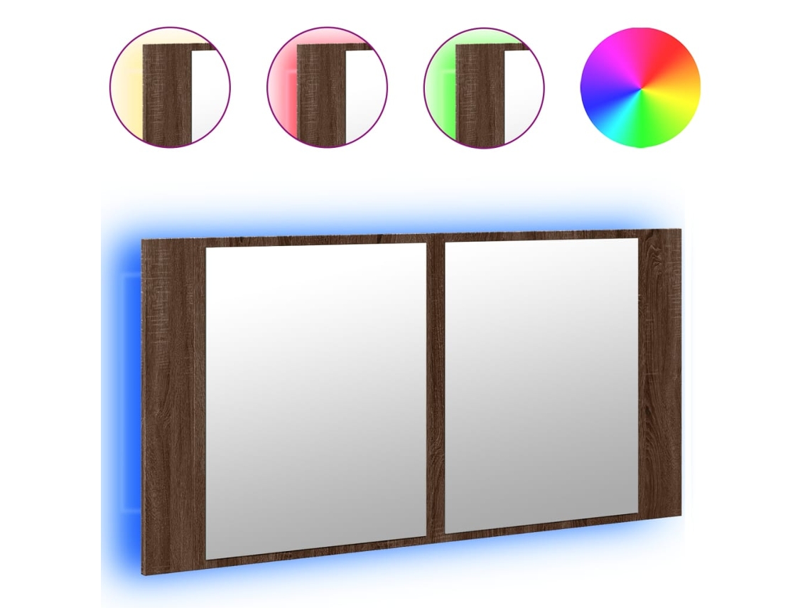 Led Mirror Cabinet, Led Mirror Cabinets Vidaxl Marrom Madeira Processada (n/a)