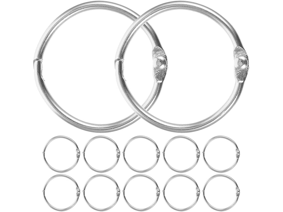 Veemoon Conjunto de 12 Aneis Metálicos Soltos para Pastas Scrapbooking Reutilizáveis Cadernos E Encadernação Livros
