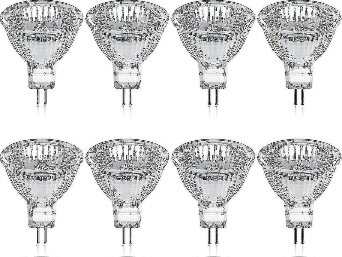 Lurelia Pack De 8 Lâmpadas Halógenas Mr16 Gu5.3 35w 12v 2800k, Branca Quente, Regulável, Sem Cintilação