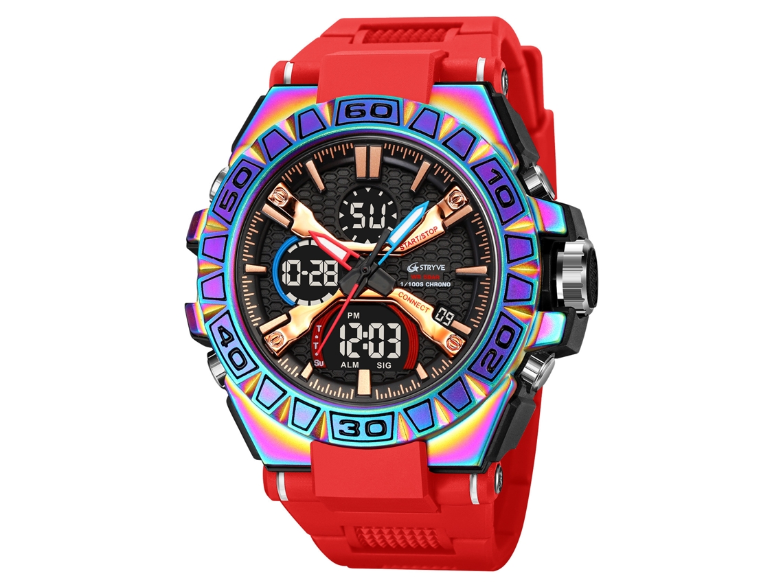 Relógio Digital Esportivo Luminoso , Cronógrafo Multifuncional À Prova D'água. MDUG (vermelho Vibrante)