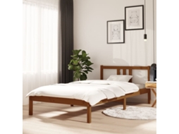 Cama De Solteiro | Camas Para Quarto | Estrutura De Cama 100x200 Cm Madeira Maciça Castanho Mel