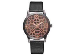 Relógio de Pulso Feminino de Quartzo com Correia Pu e Strass Preto