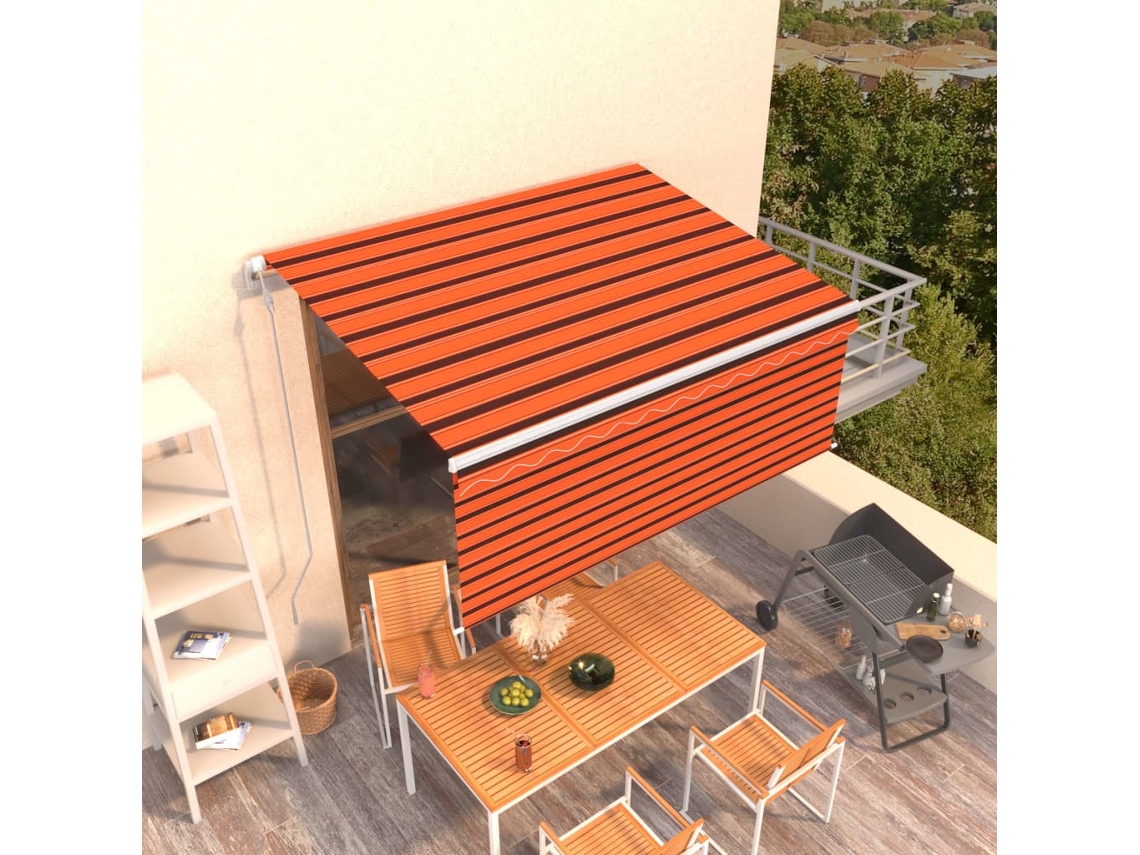 vidaXL Toldo retrátil automático com estore 3,5x2,5 m laranja/castanho