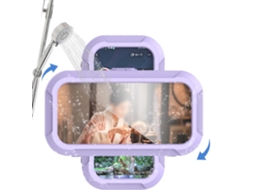 Suporte Para Telemóvel De Duche - Suporte Para Telemóvel - Montagem Na Parede - Impermeável - Rotação 360° - Autocolante Sem Furos - Ecrã Tátil - Roxo