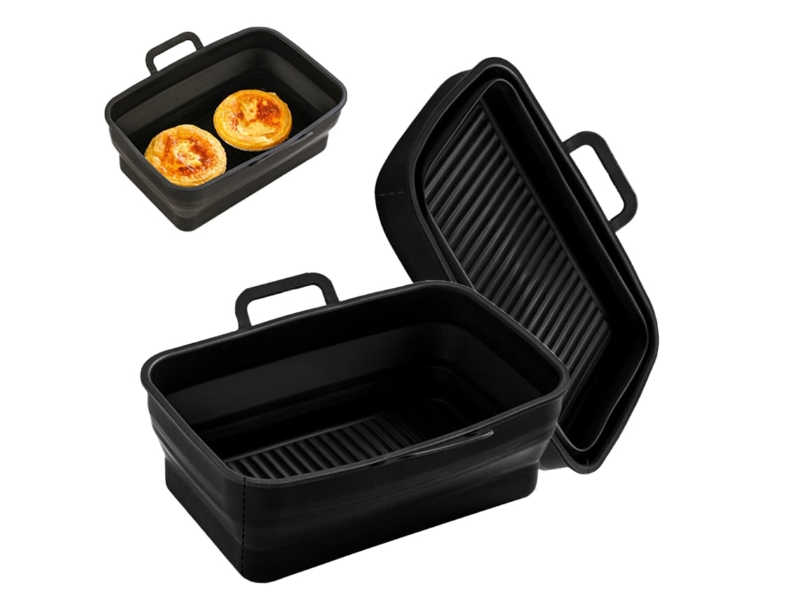 Tigela de Silicone para Fritadeira Quadrada Dobrável com 2 Unidades Pr