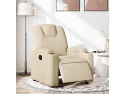 Vidaxl Poltrona Reclinável Elétrica Tecido Cor Creme