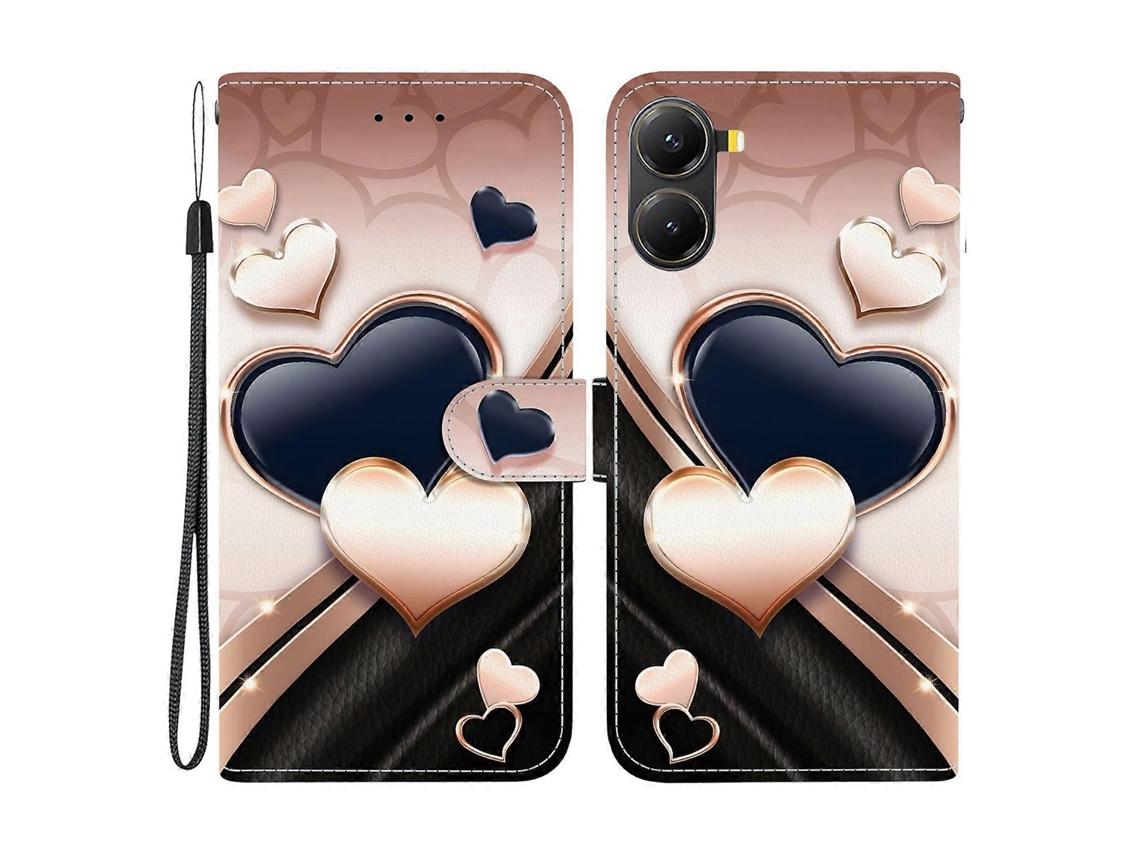 Capa De Couro Tkdaddy Para Xiaomi Redmi Turbo 4 5g / Poco X7 Pro 5g Com Suporte, Carteira, Estampa, Capa De Celular Com Alça De Pulso, Amor
