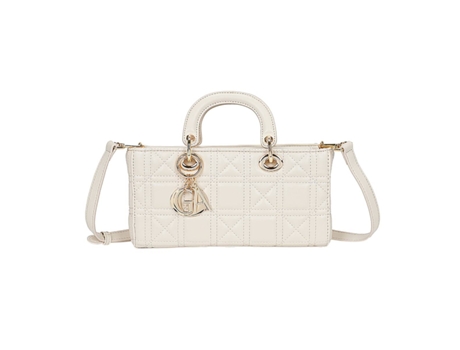 Bolsa De Ombro Acolchoada Geométrica Para Mulher Bege Gallantry