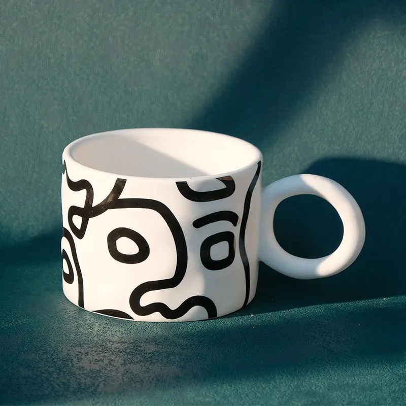Caneca Personalizada Com Grafite, Ideal Para Café Da Manhã, Leite Ou Amigos. Feita Em Cerâmica, Estilo Nórdico, Reutilizável E Alç Aquaforge