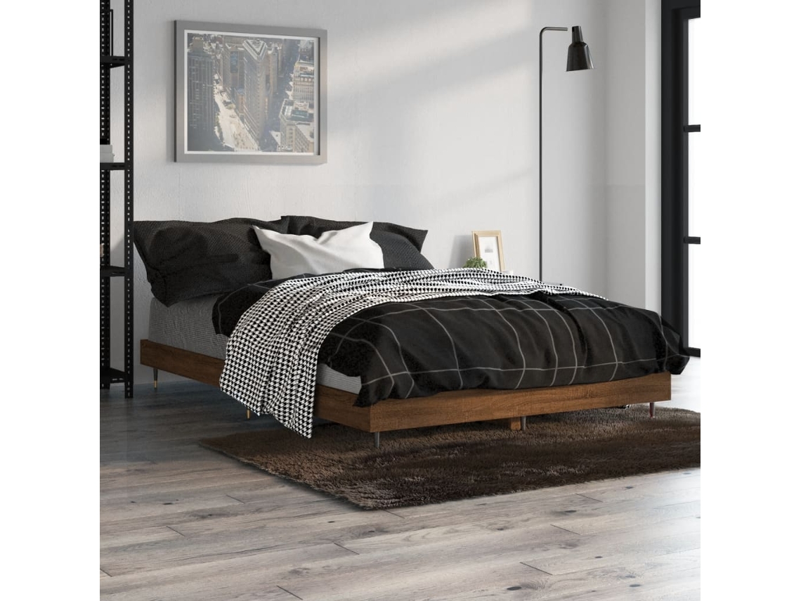 Estrutura Cama S/ Colchão Derivados Madeira Carvalho Castanho
