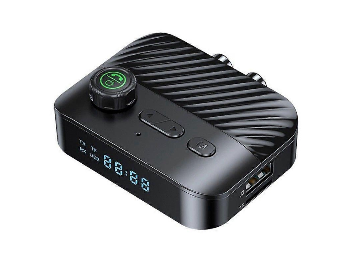 Receptor E Transmissor Bluetooth Bt5.3 Estéreo 2 Em 1 Com Visor Lcd Digital