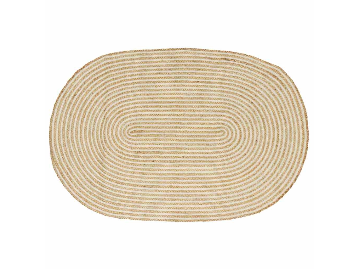 Vidaxl Tapete De Área Natural E Branco 122 X 183 Cm Juta