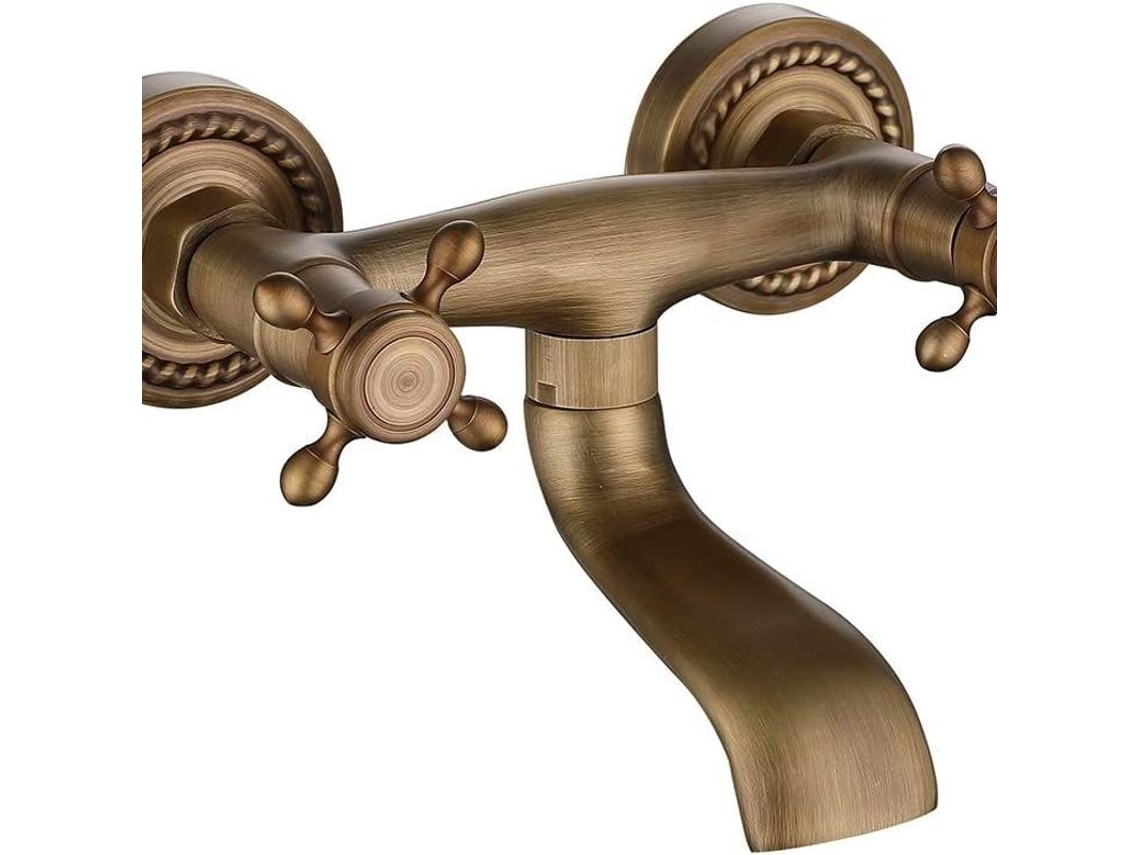Misturador De Lavatório Cobre Antigo Para Instalação Na Parede, Com Fluxo Contínuo, Banheiro. Aquaforge