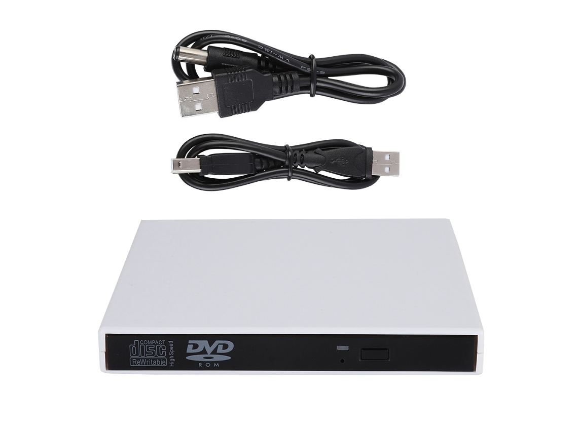 Unidade Óptica Combo Dvd Externa Slim Gravador De Cd Para Pc Notebook Branco