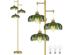 Luminária De Chão Dourada Ahdwdw Para Sala Estar, Quarto, Luminárias De Chão Modernas Com Cúpulas Vidro Verde Exclusivas