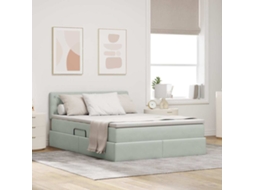 Vidaxl Cama Com Armazenamento Cinzento-claro 140 X 200 Cm Veludo