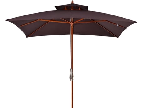 Guarda-sol de Jardim OUTSUNNY Design de Dois Níveis Poliéster Castanho (3x3m)
