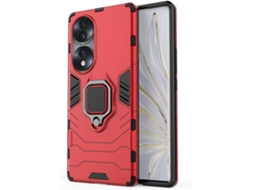 Capa Anel Giratório Graus para Honor, Huawei Honor 70 5G HONGWE. Textura Macia Anti-Choque Vermelho