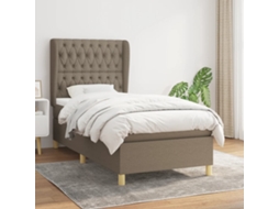 Vidaxl Cama Com Molas/colchão 90x190 Cm Tecido Castanho-acinzentado