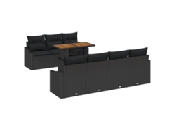 Conjunto 8 Conjunto De Jardim Vidaxl Preto Vime Pe (100 X 55 X 73 Cm)
