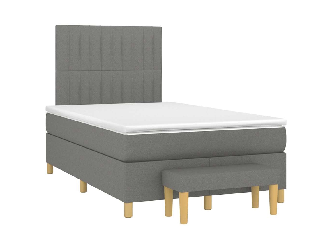 Vidaxl Cama Boxspring Com Colchão 120x190 Cm Tecido Cinzento-escuro
