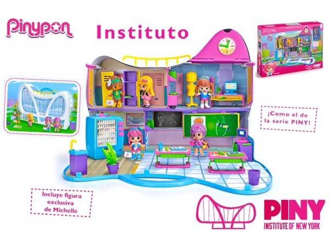 Pinypon - New York Institute, Recreate Scenes from the PINY Series, High School Class, Rest Zone and Director's Office with Accessories, Briefcase Shape, Famous (PNP03000