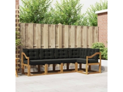Vidaxl Conjunto De Sofás Para Exterior 5 Pcs Natural E Preto