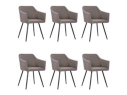 vidaXL Cadeiras de jantar 6 pcs tecido cinzento-acastanhado