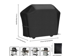 Capa Impermeável MDUG para churrasqueira, preta, 170x61x117cm