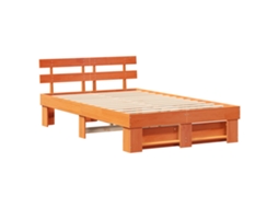 Conjunto 1 Cama Moderna Vidaxl Castanho Madeira De Pinho Maciça (135 X 190 Cm)