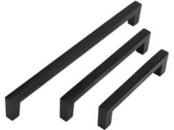 Conjunto De 2 Puxadores Para Portas, Armários E Gavetas, Em Liga De Alumínio Escovado, Estilo Moderno Cor Preto, 96mm