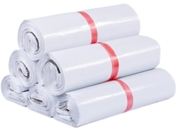 Envelope plástico para envio, saco opaco para transporte, cor branca, com fecho autoadesivo.