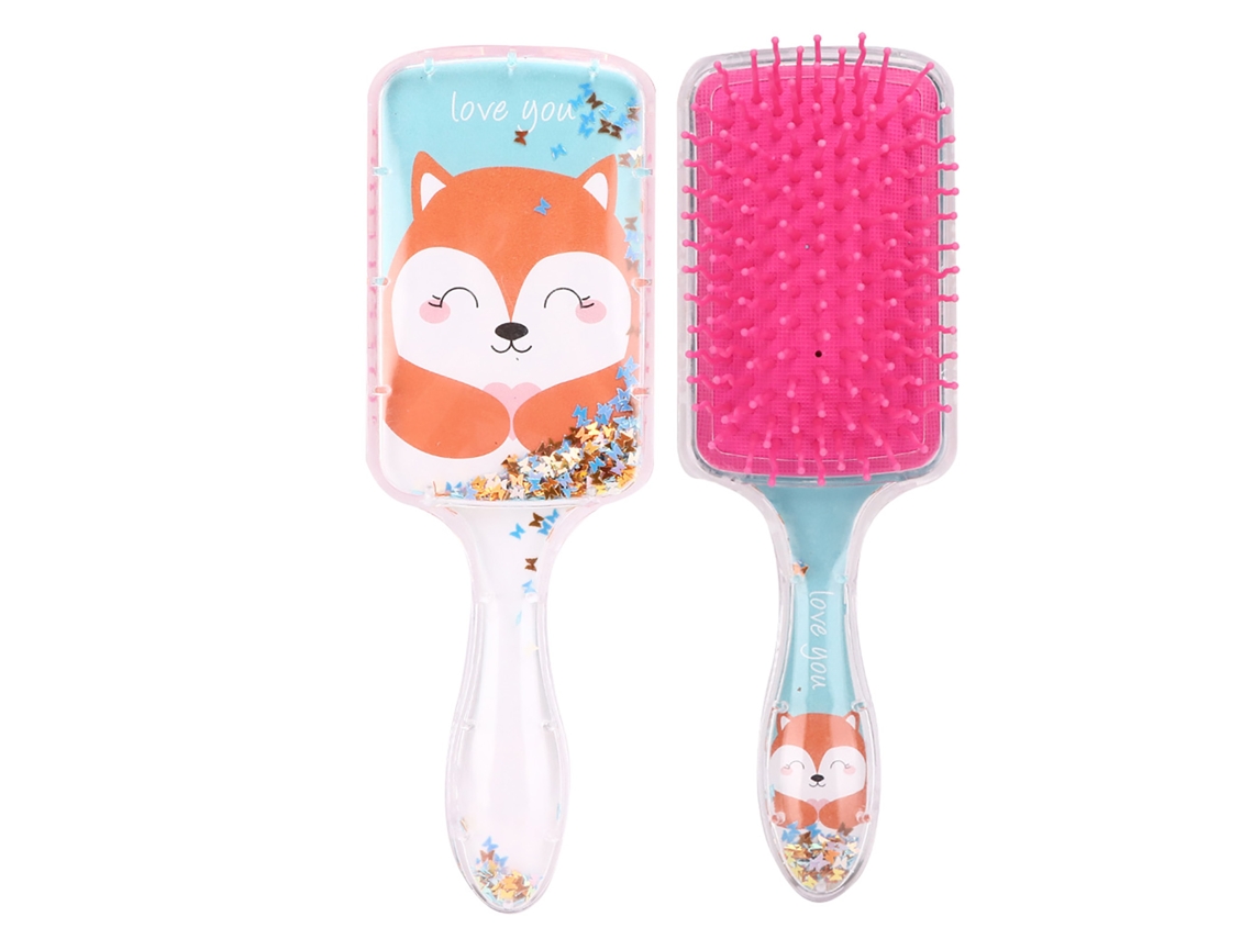 Pente De Massagem Para Cabelo Infantil Com Strass E Padrões De Animais Cartunes, Azul, Pente De Pentear E Estilo
