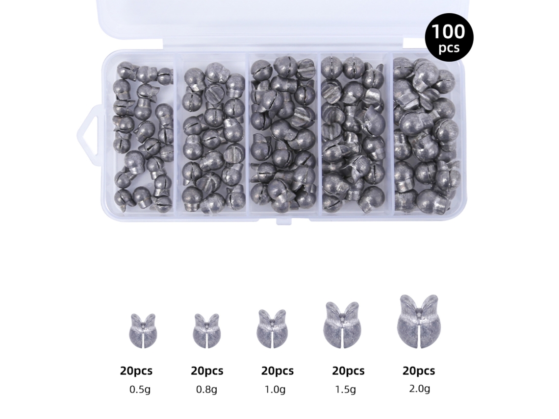 Pesos de Pesca Split Shot Removíveis 100pcs