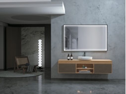 Espelho com Luz Led Anti-Embaciamento Preta Fosca Sensor On/Off 80X80 MICE COLLECTION