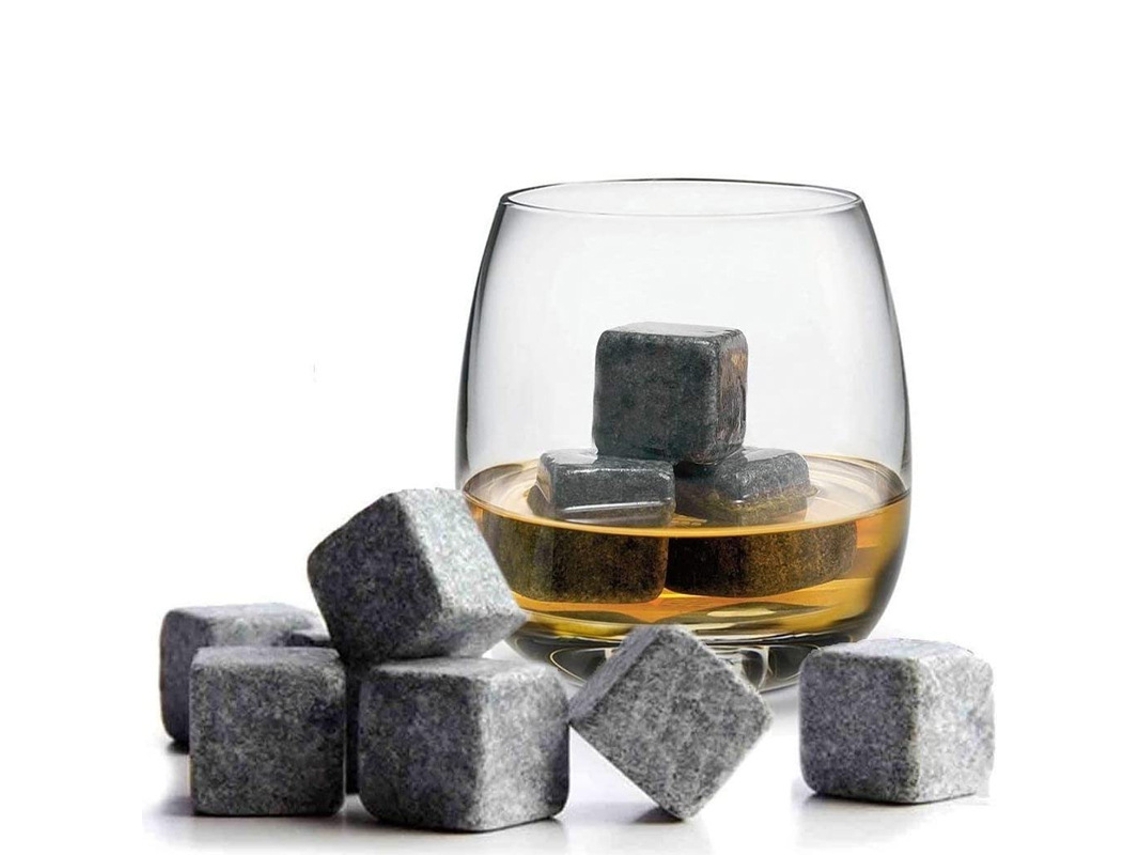 Pedras de Granito para Uísque, 9 Cubos Reutilizáveis com Bolsa BRILVIBERA