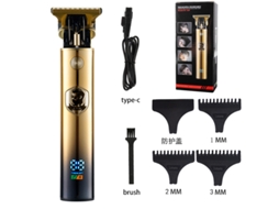 Máquina Cortar Cabelo Elétrica Com Visor Digital Dourado Degradê