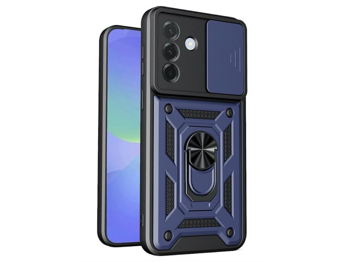 Capa Para Samsung Galaxy A37 5g - Case Rígido Anti Choque Vidro Temperado - Azul Escuro