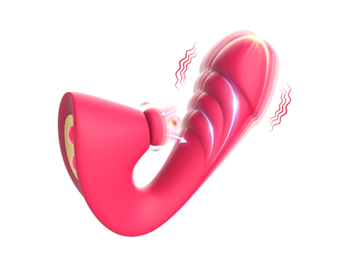 Vibrador De Estimulao Dupla Tocando E Vibrando Com 7 Modos Poderosos Para Mulheres (vermelho Rosa)